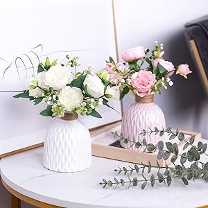 2 Bunches Peony Artificial Flowers Pink Flowers Silk Peonies Bouquets for