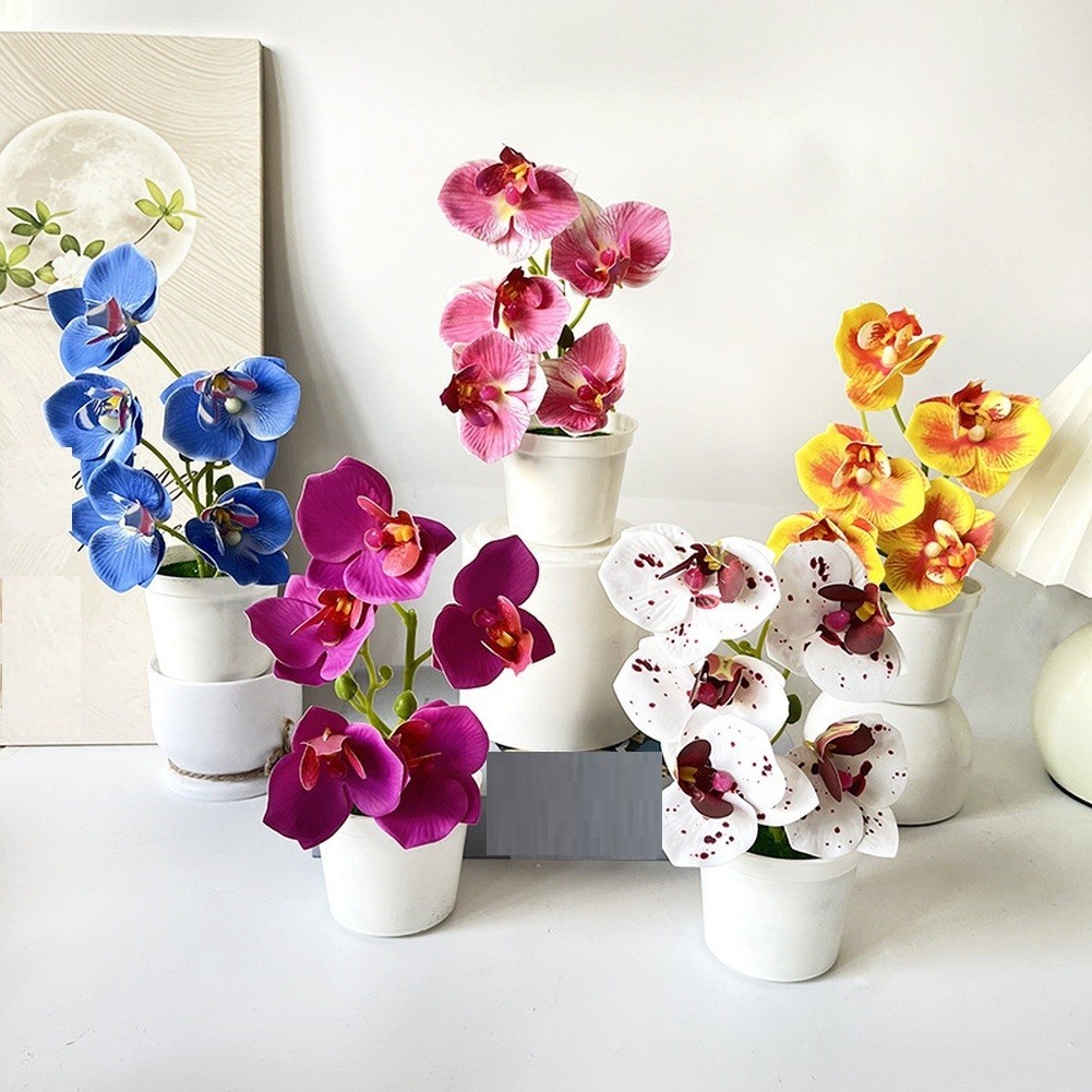 Artificial Orchid Flowers 5 Pcs 21cm Tall for Living Room Bedroom Office Decor
