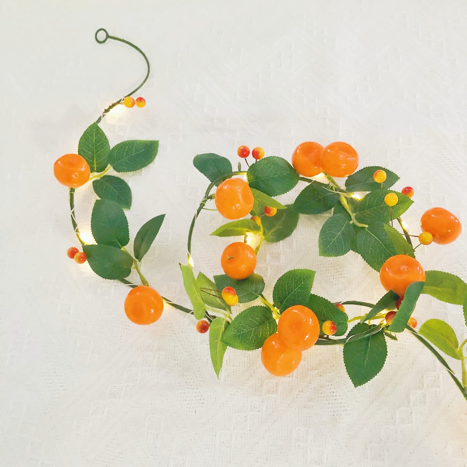 Artificial Fruit Tangerine String Lights LED Oranges Hanging Vines Plant Garl…