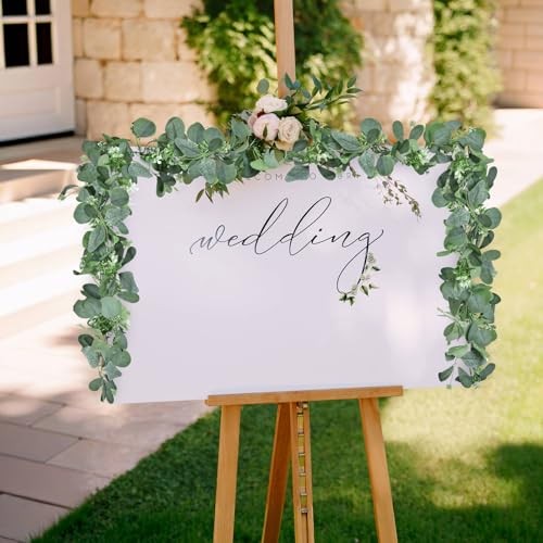 6.2ft Artificial Eucalyptus Garland with Butterfly Leaves and White Green
