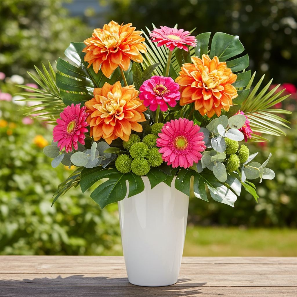 Orange Dahlia Stem Faux Flower 24 Inch 5 Inch Bloom Autumn Dahlia Fall Floral Ar