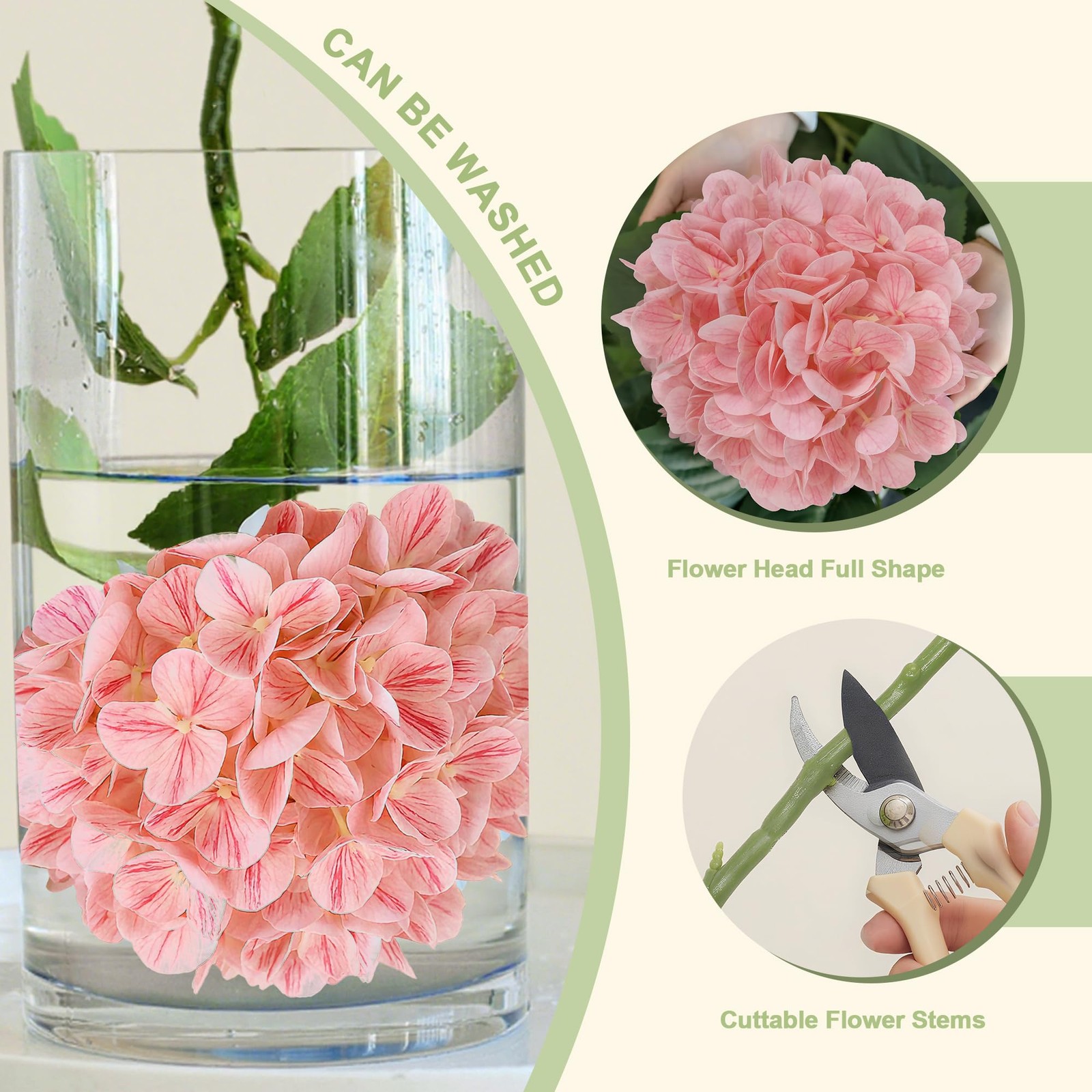 4PCS 25″ Hydrangea Artificial Flowers Full Latex Faux Hydrangea Flowers, Arti…
