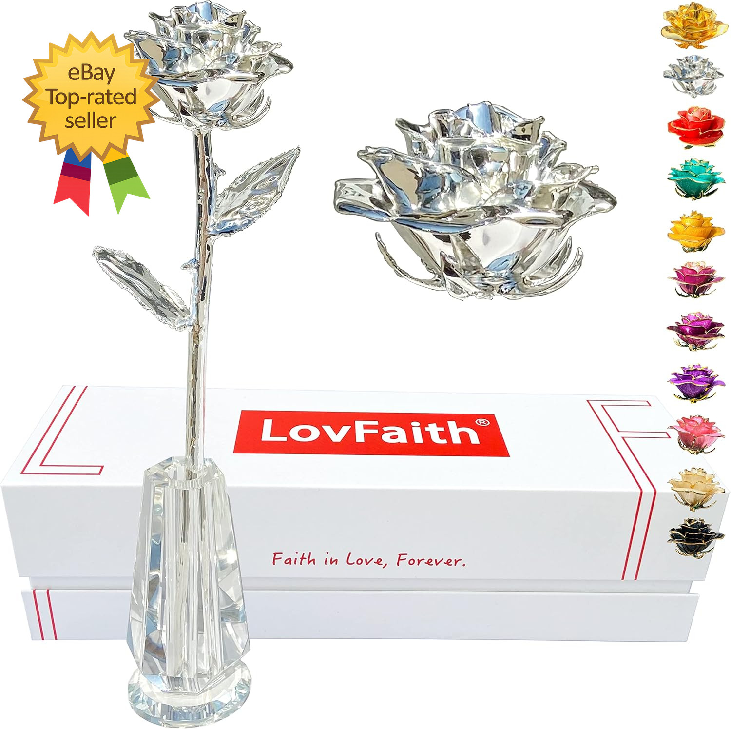 Valentine Gift Real Rose Dipped Thick Sterling Silver with Crystal Stand Best 25