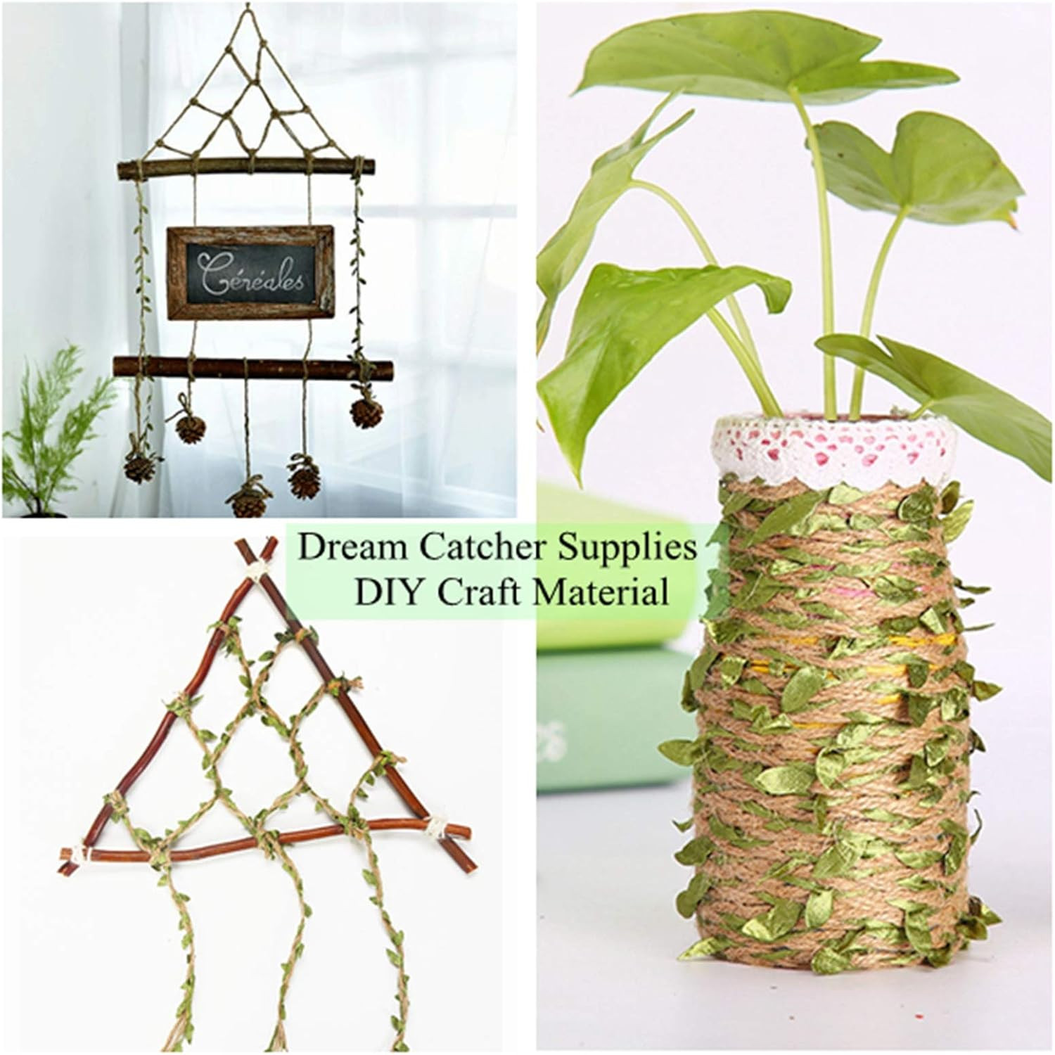 Artificial Ivy Vine -20 Yards Faux Green Leaf Ribbon Roll