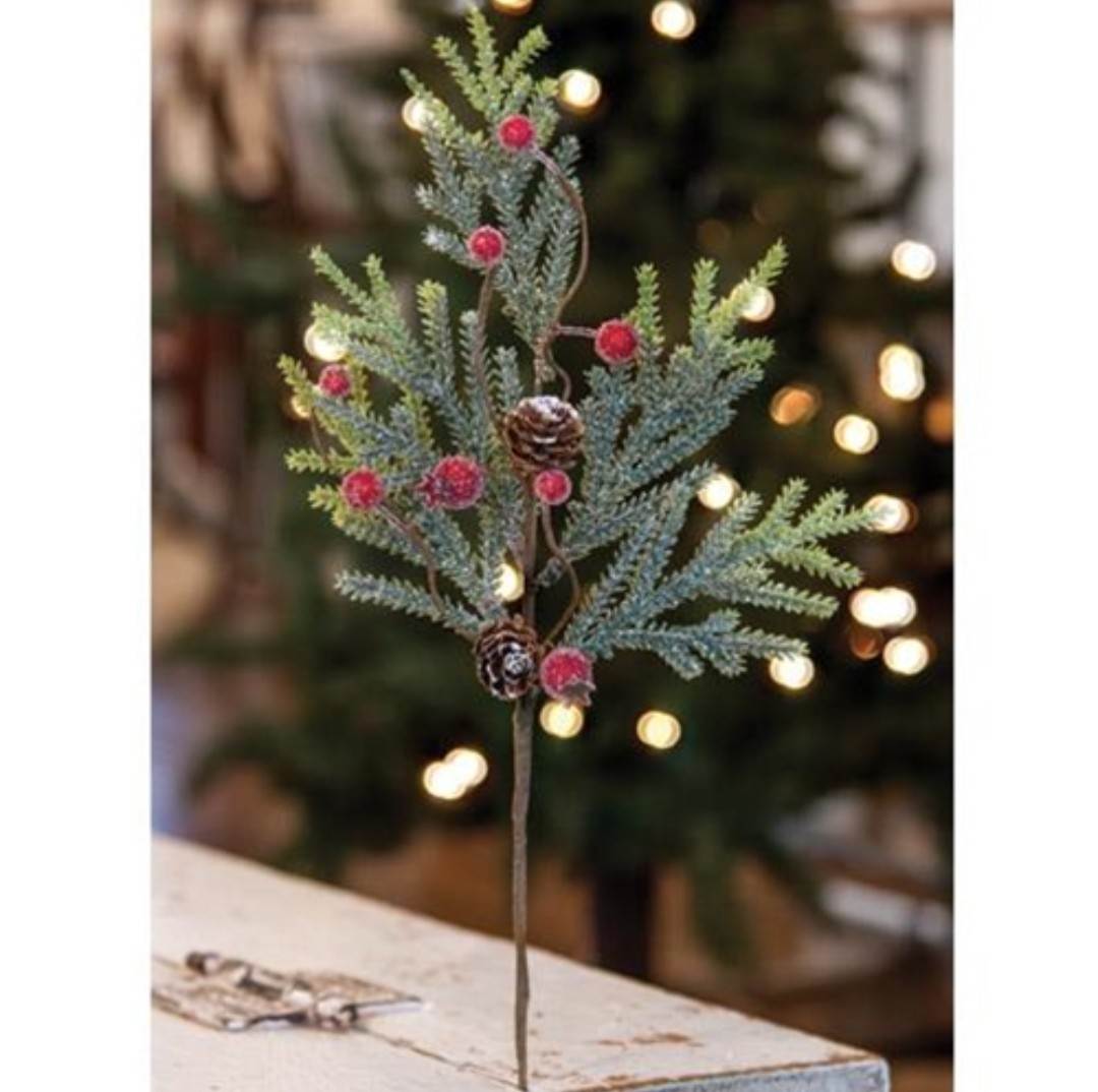 14″ Mountain Pine with Berries Floral Pick