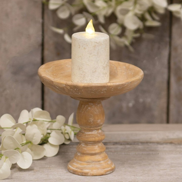 2 Rustic White small 4 in Pillar Candle with Timer
