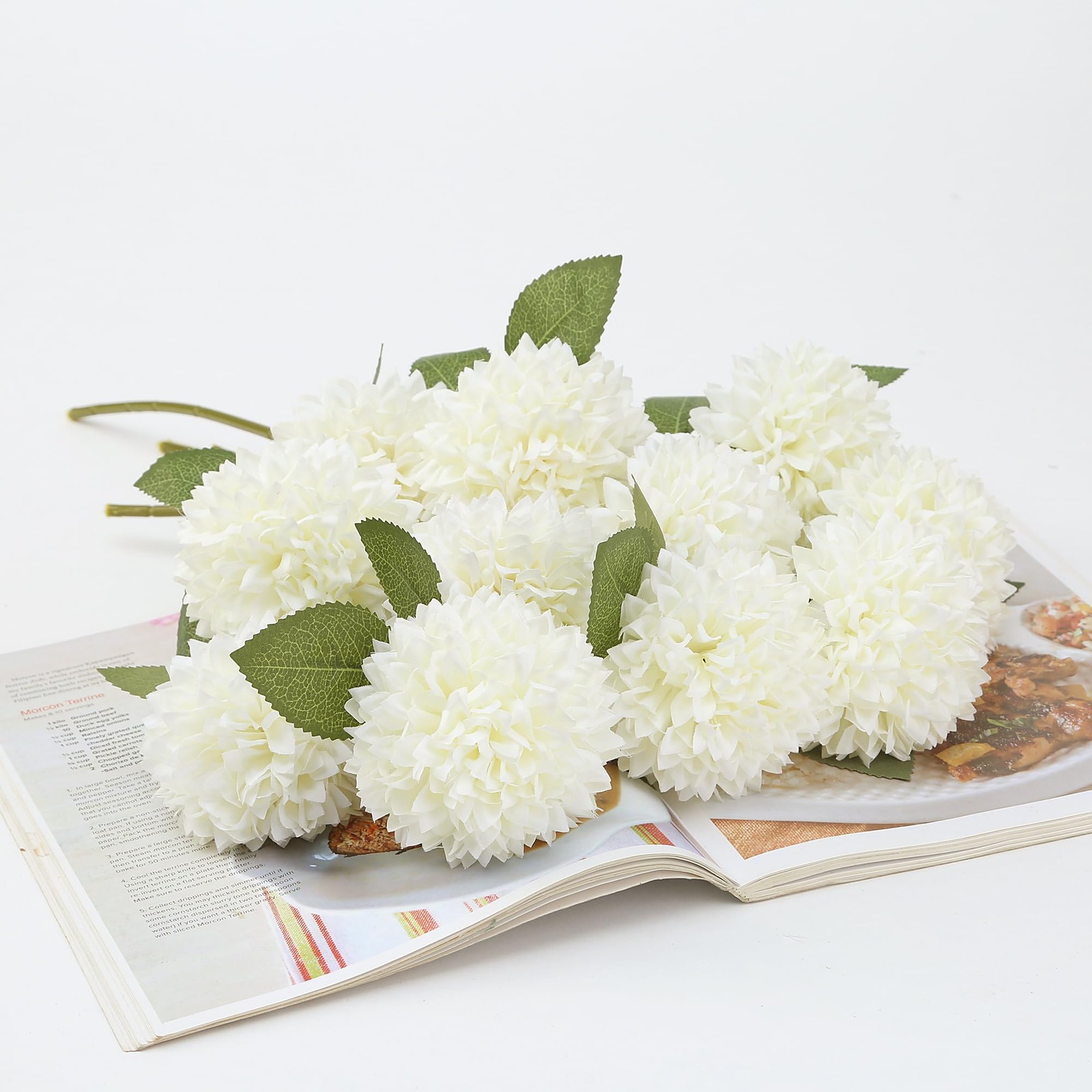 12Pcs Artificial Chrysanthemums Flowers Ball Silk Fall Chrysanthemums Fake Mu…