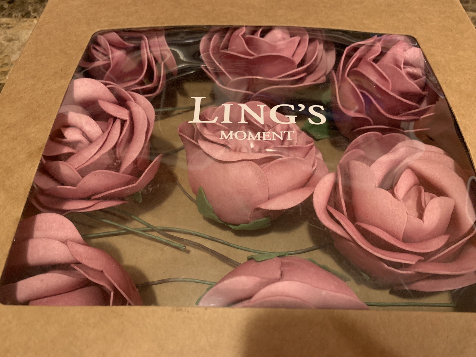 Ling’s Moment Realistic Artificial Roses Flowers 8pc Dusty Pink Rose DIY Wedding