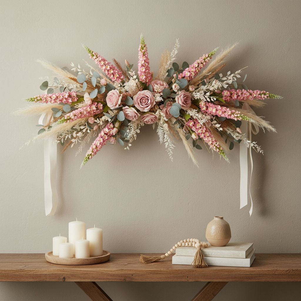 Pink Snapdragon Stems Set of 2 Artificial Larkspur Spike Flowers 26 Inch Faux Fl