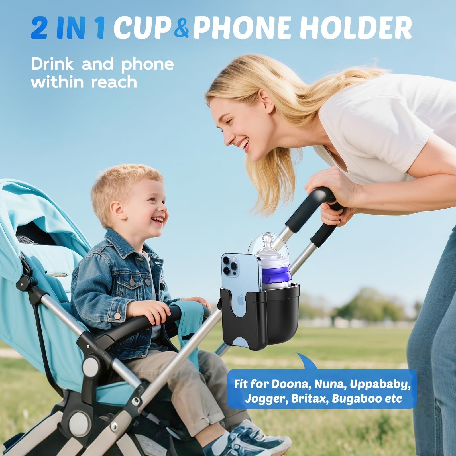 Cup Holder for Walker: Stroller 1 Count (Pack of 1), Black