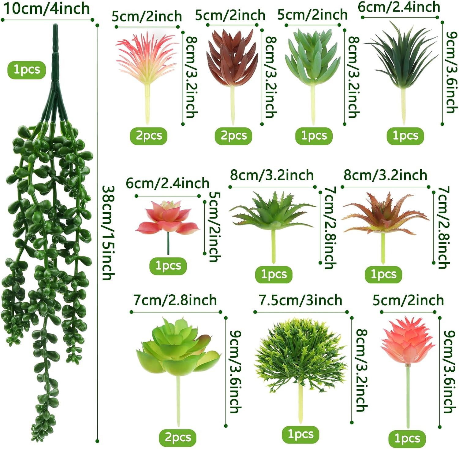 Succulents Plants Artificial, 14Pcs Colorful Succulents Plant, Mini Fake Succule