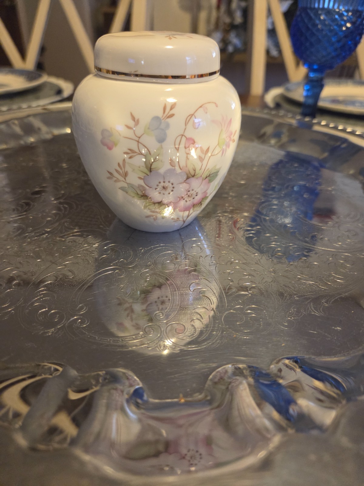 Vintage Stuart England Fine Bone China Porcelain Lidded Ginger Jar