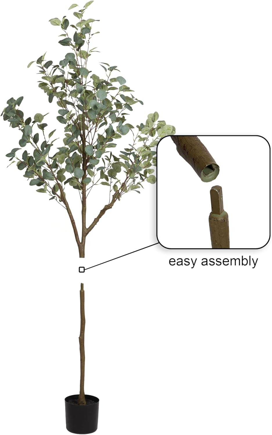 Eudora 6FT Faux Eucalyptus Tree – Realistic Potted Indoor Plant Decor