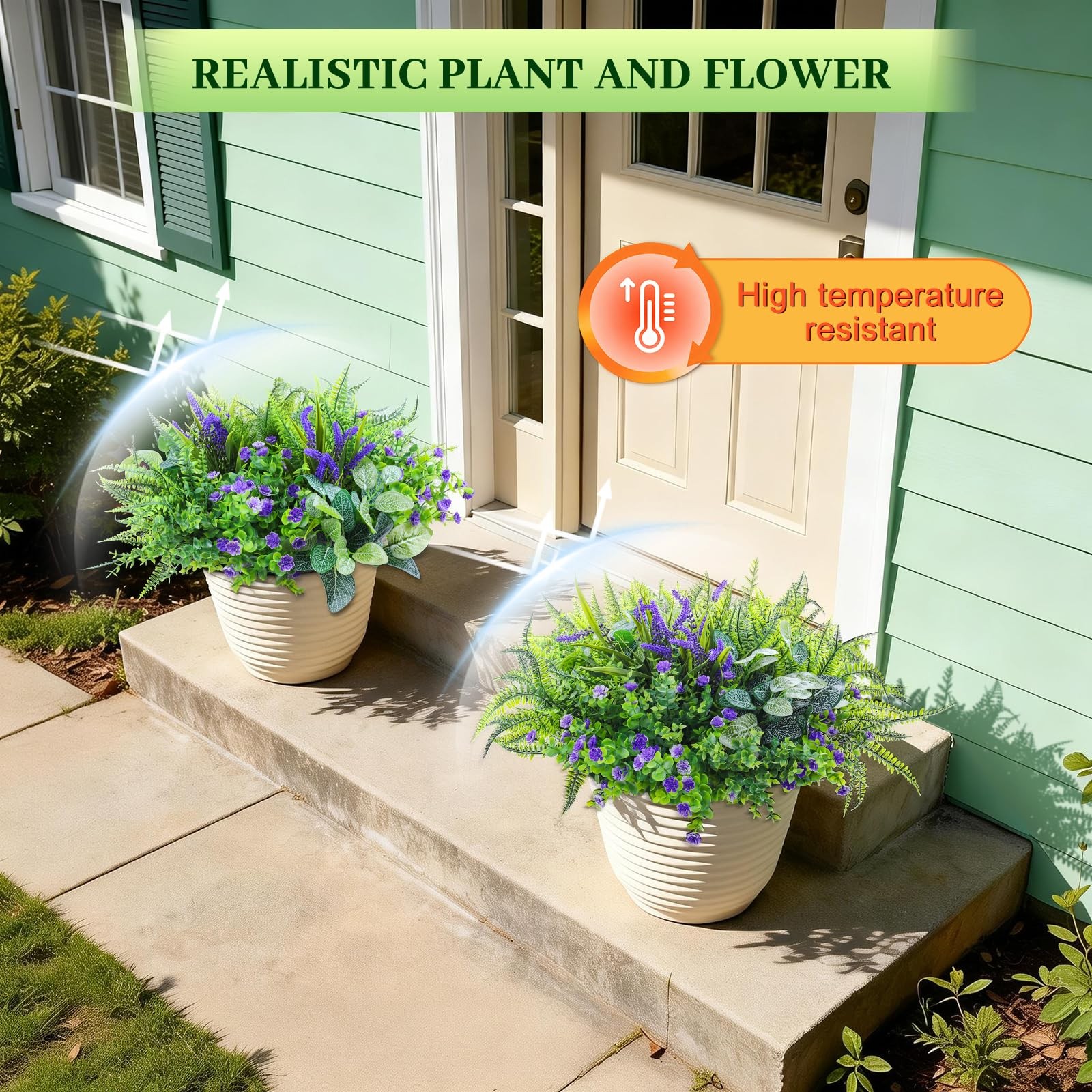 Best INQCMY Artificial Fake Plants Flowers for Outdoor 12 Bundles UV Resistant