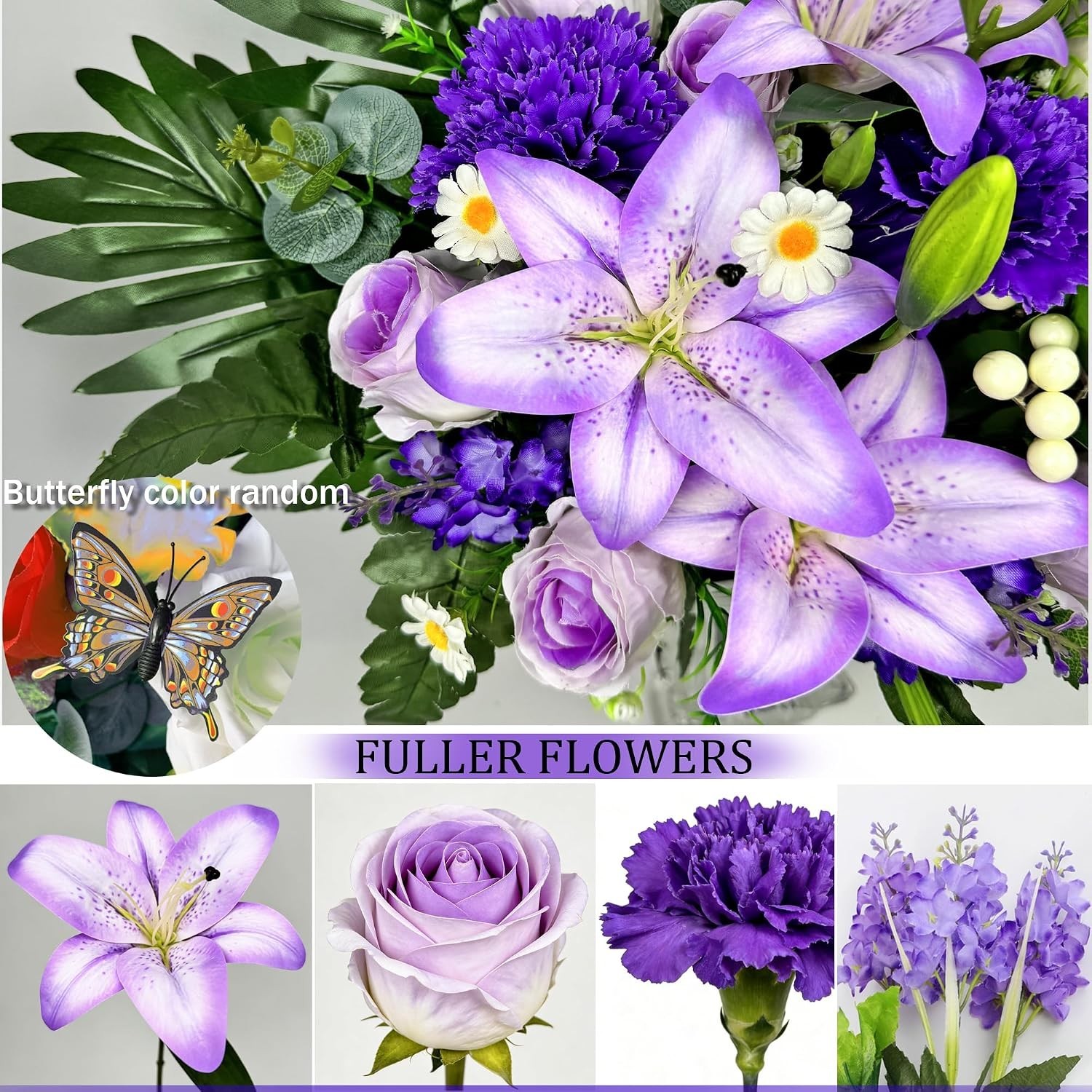 Artificial Cemetery Flowers – Vibrant Rose Carnation, Outdoor Grave Decoratio…