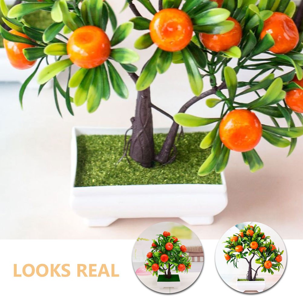 Fake Bonsai Tree Artificial Potted Fruit Tree Fruit Kitchen Decor Adornment