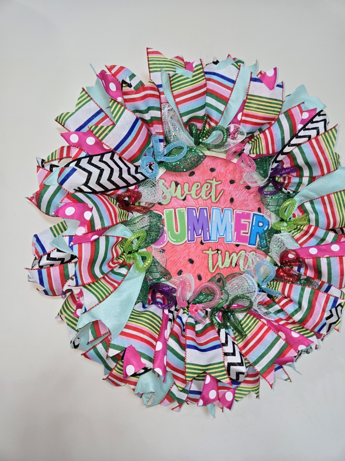 SWEET SUMMER TIME WREATH Spring SUMMER Fall Front Door Wall Decor BIG watermelon