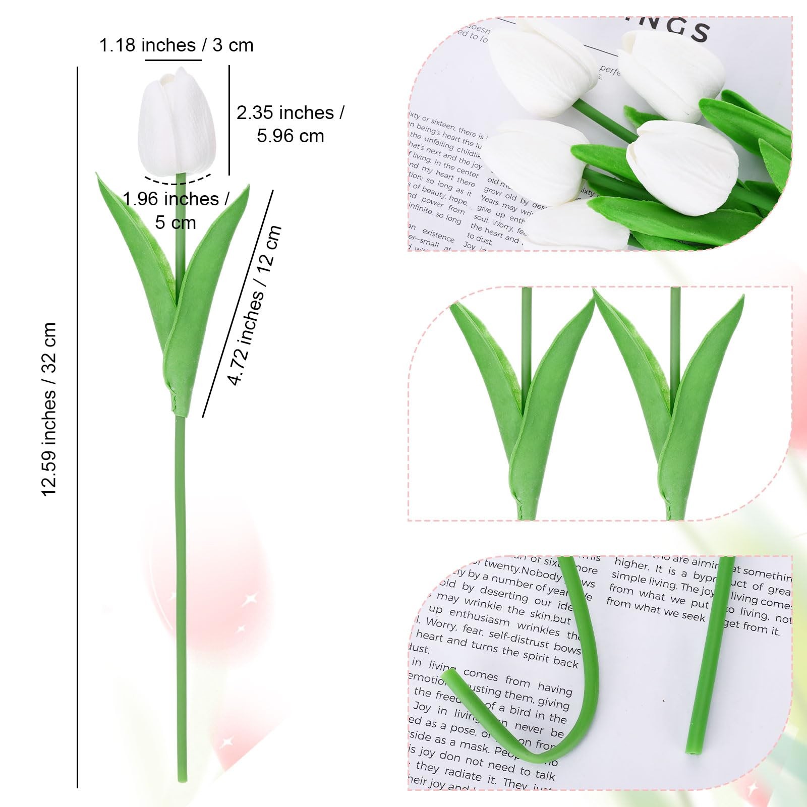 20pcs White Tulips Artificial Flowers Flores Artificiales para Decoracion,Rea…
