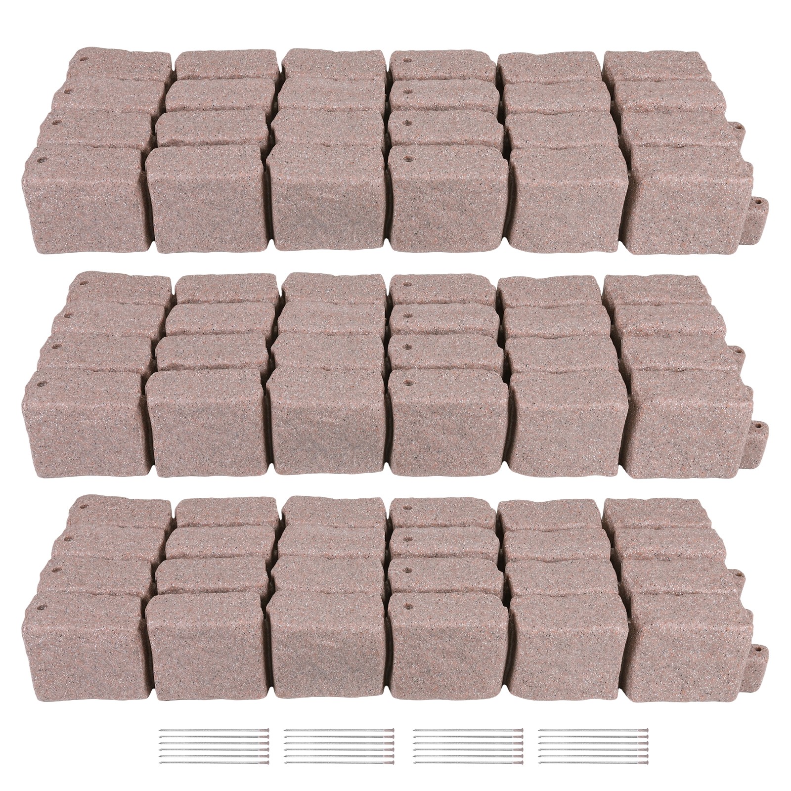 Plastic Garden Lawn Border Faux Stone Lawn Edging 12pcs for Home Improvement