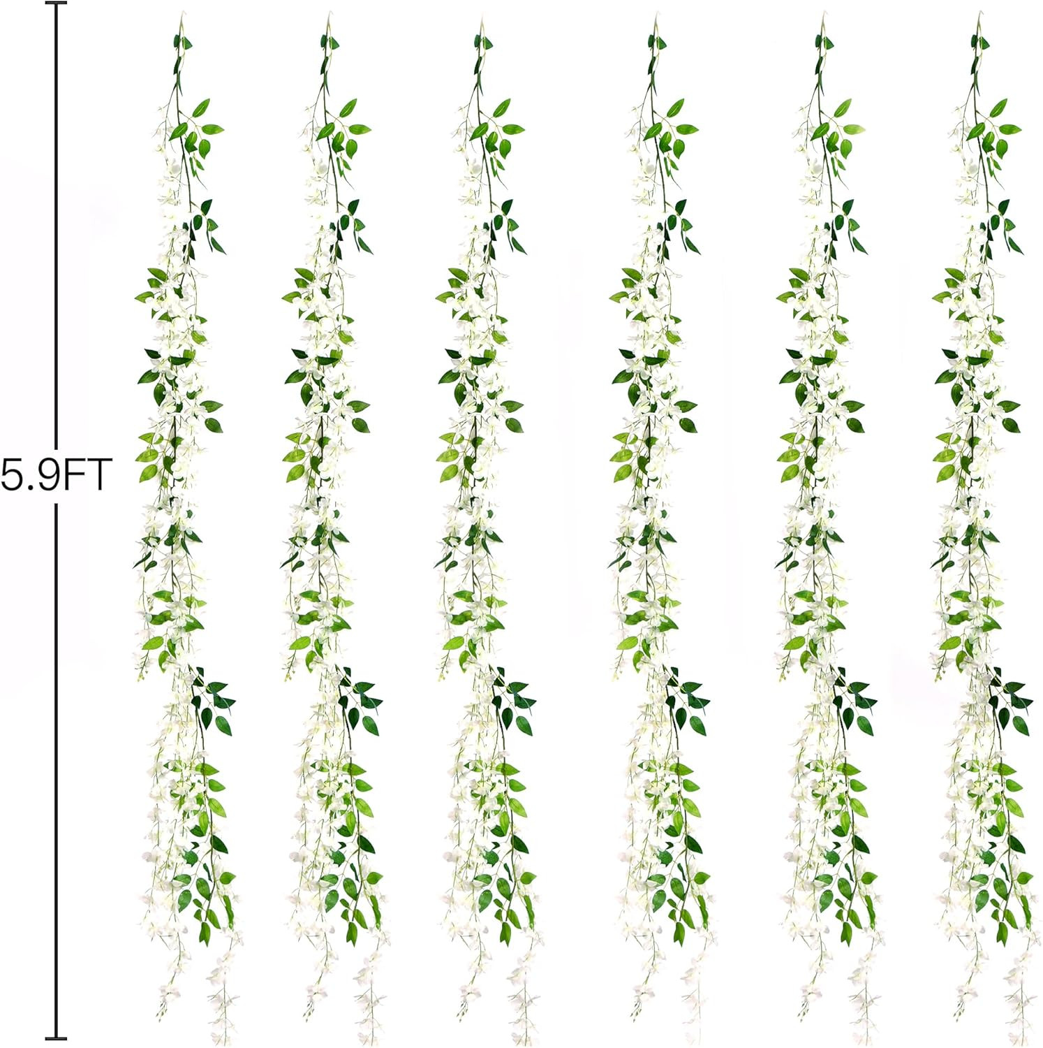 6Pcs Wisteria Garland Artificial Flowers Garland Fake Hanging Wisteria Vines Rat