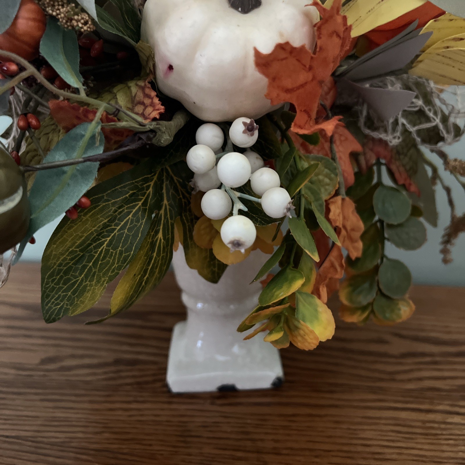 Autumn Harvest Fall Floral Arrangement with Ceramic Vase.