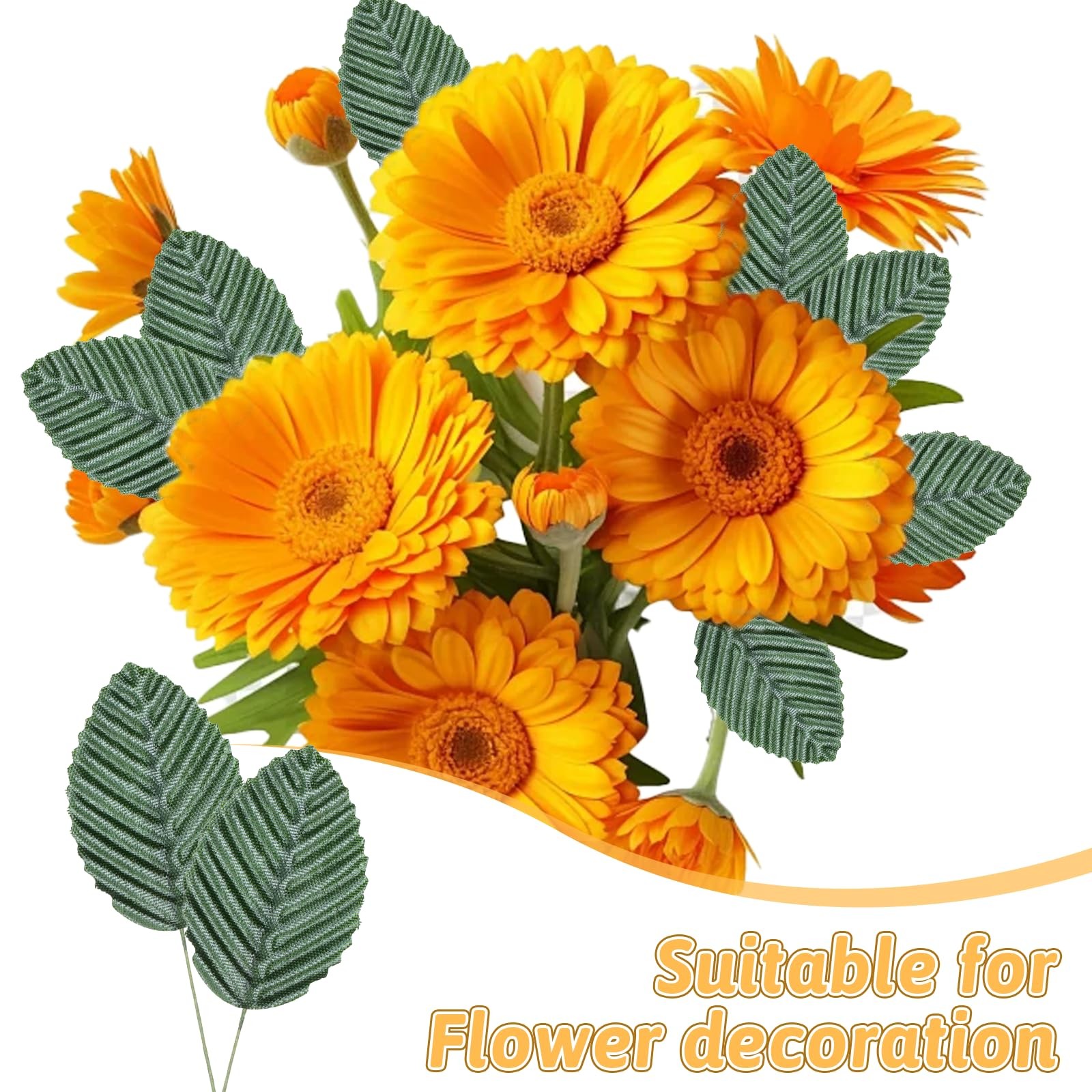 200 Pcs Artificial Leaves, DIY Corsage Single Leaf Crafts with Stems Fake Gre…