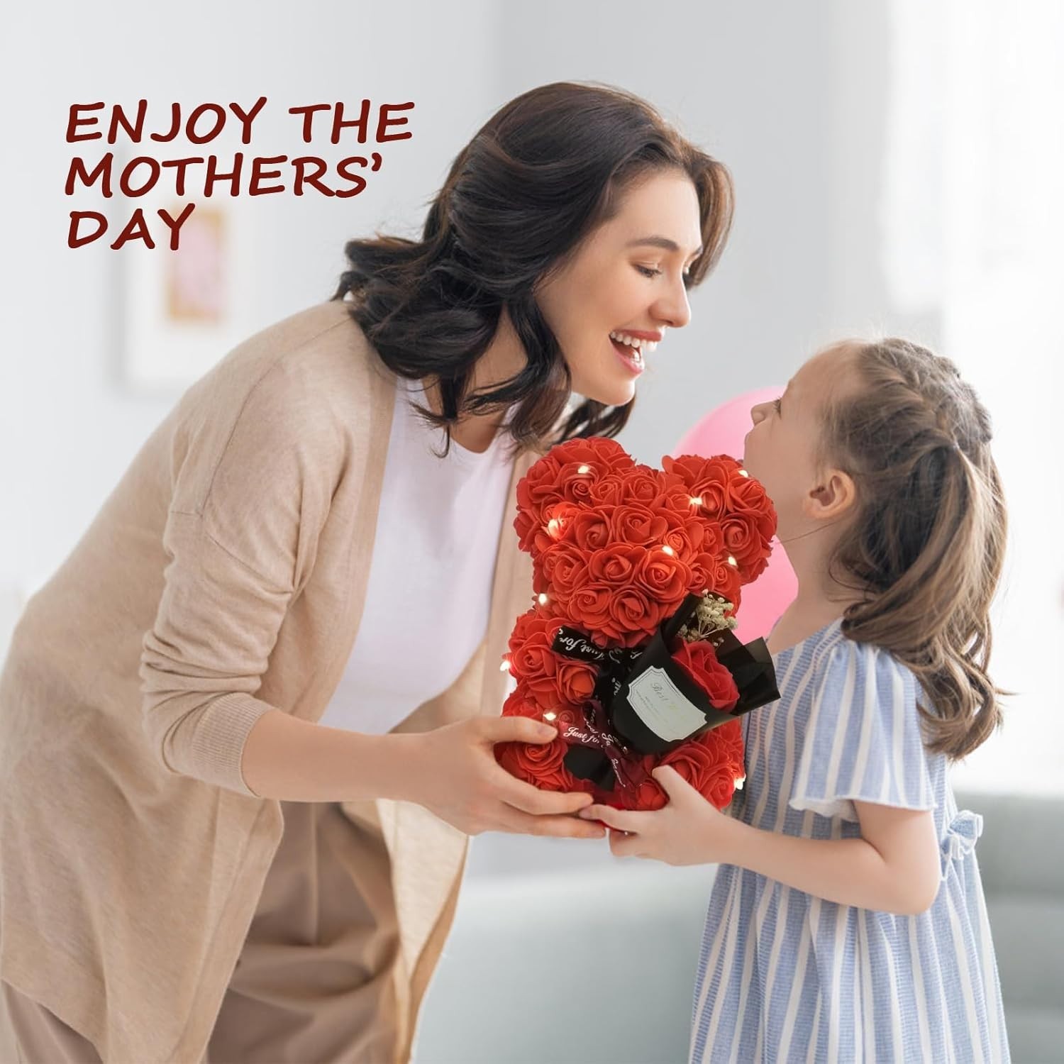 Romantic Valentine’S Day Gift for Her Artificial Flower Rose Teddy Bear with Pre
