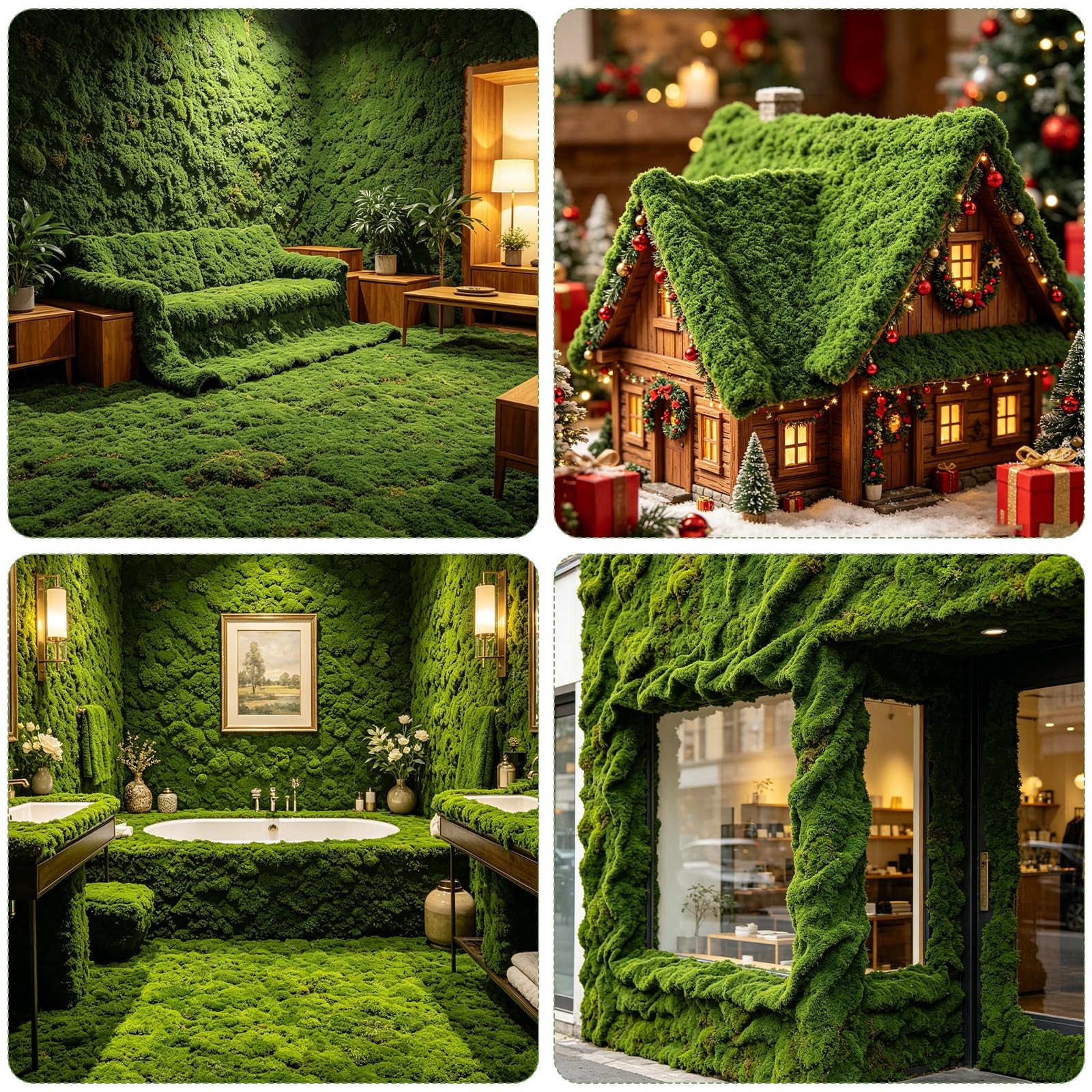 Artificial Moss Mat, 39.4 x 39.4 Inch Fake Moss for Crafts, Faux Greenery She…
