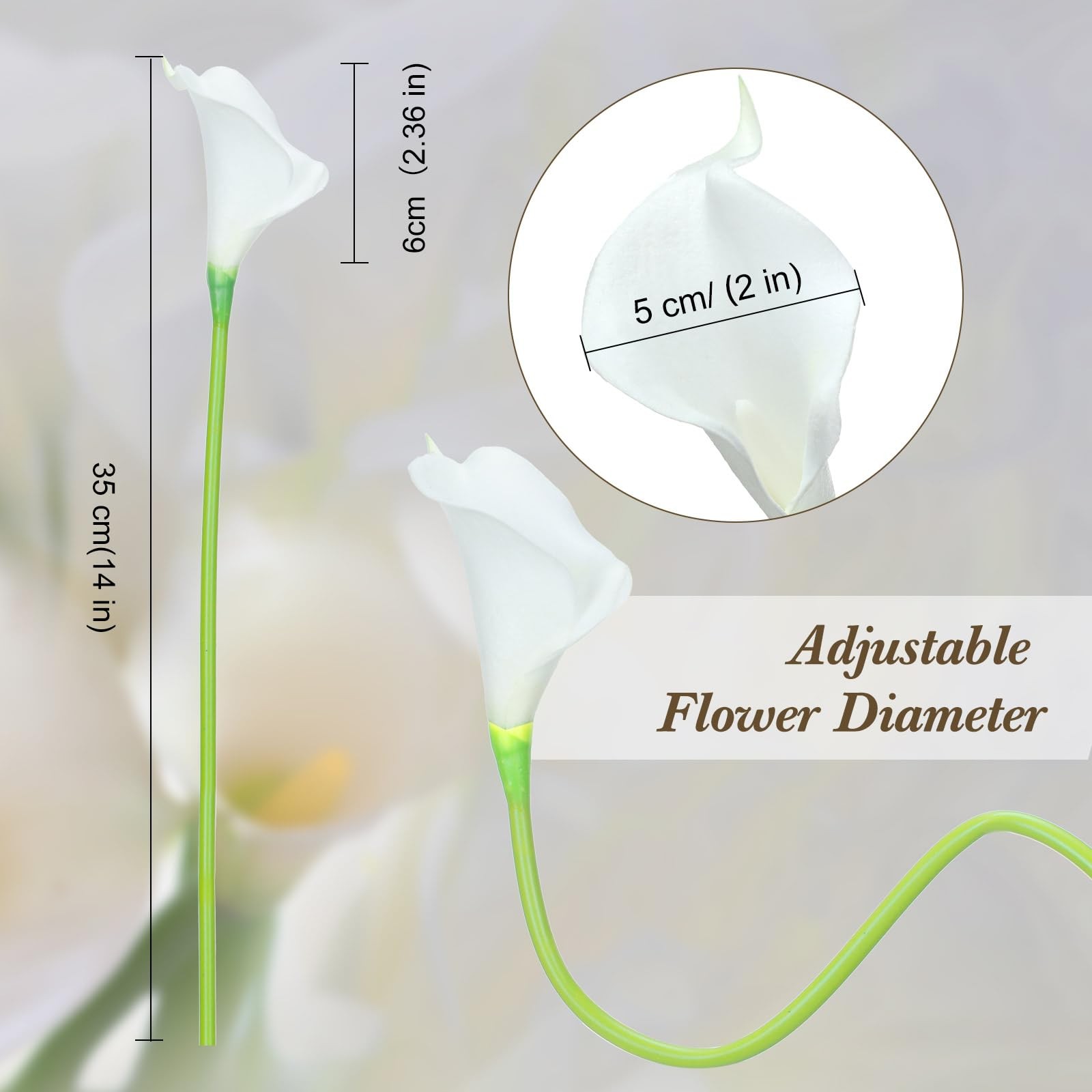 100 Pcs Calla Lily Artificial Flowers Bulk 14 Inch Comfortable Touch Calla Li…