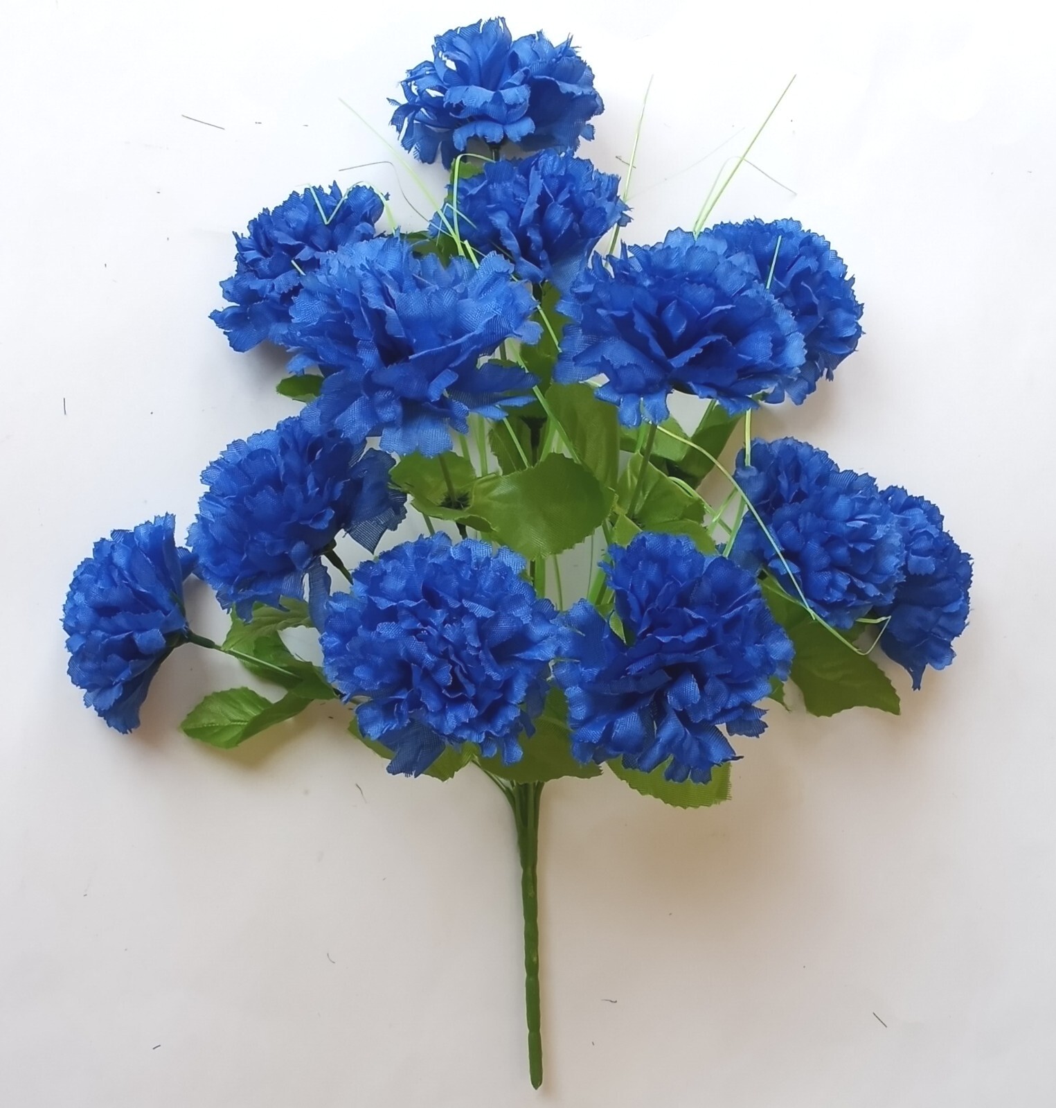 Royal Blue Carnation Bush 12-Bloom 17″ Silk Flower Holiday Home In/Outdoor Decor