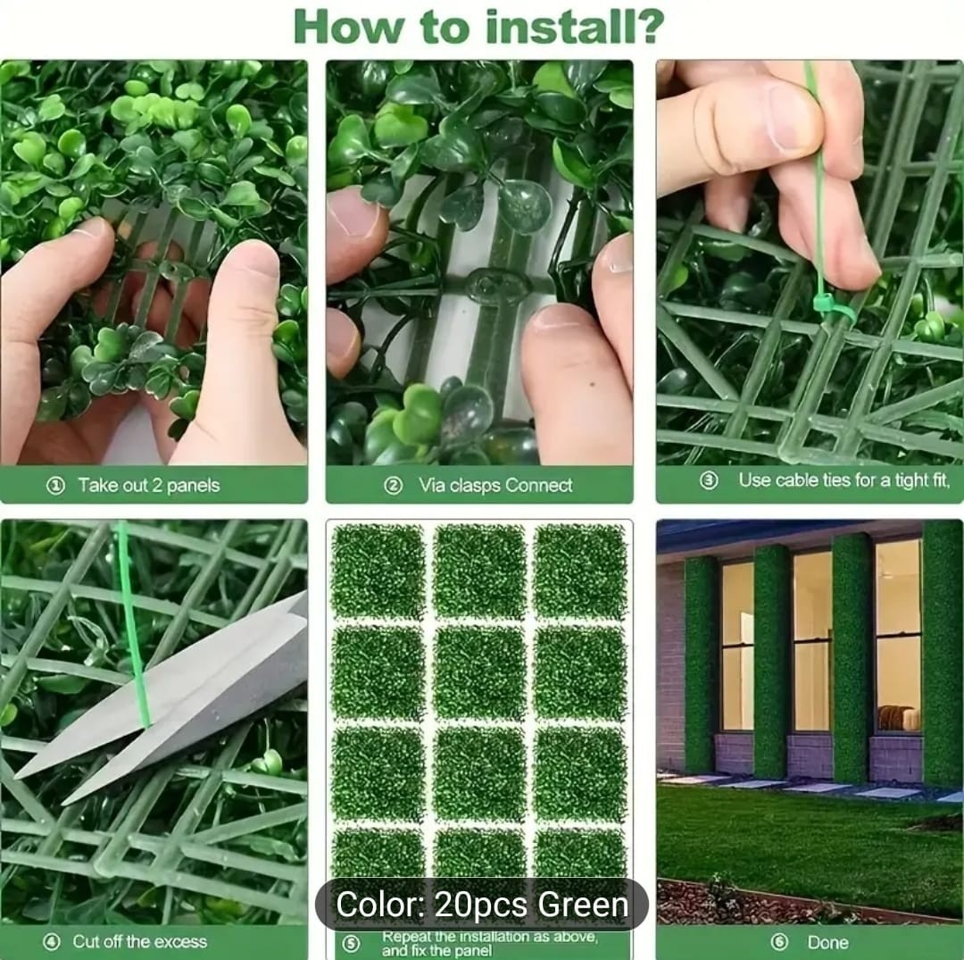 20pcs Artificial Plant Wall with Nylon Belt, Artificial Lawn for Home