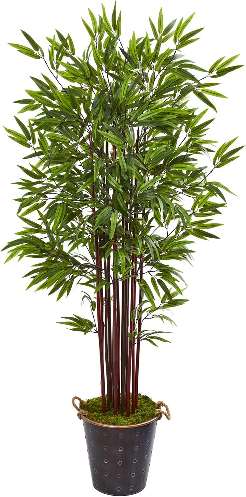 74″ Bamboo Artificial Tree in Stylish Metal Planter –