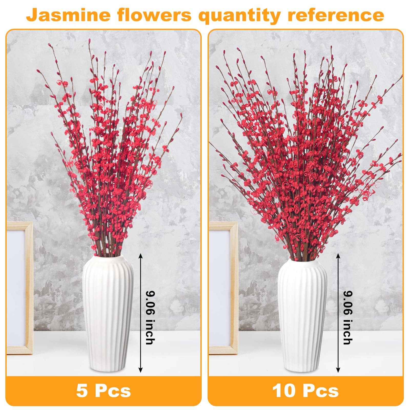 Wootkey10 Pcs 29.5″ Long Jasmine Flowers Artificial Red Patriotic Flowers Ste…
