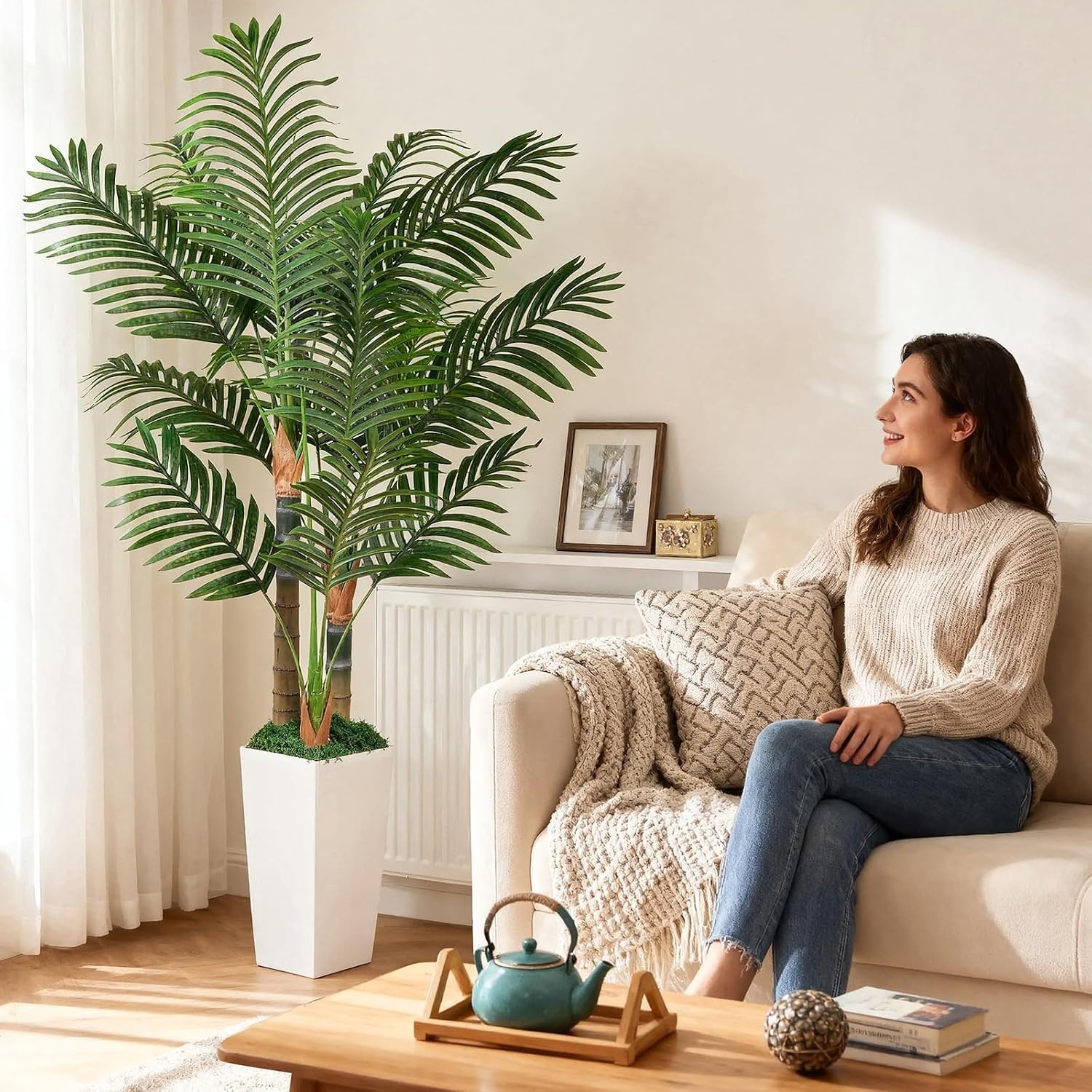 Durable 5ft Artificial Palm Tree – All-Season Indoor Plant with Pot Included