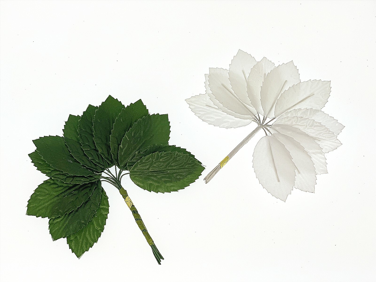 Silk Leaf Green/White Artificial Leaves DIY Corsage Boutonniere Accessory Flower