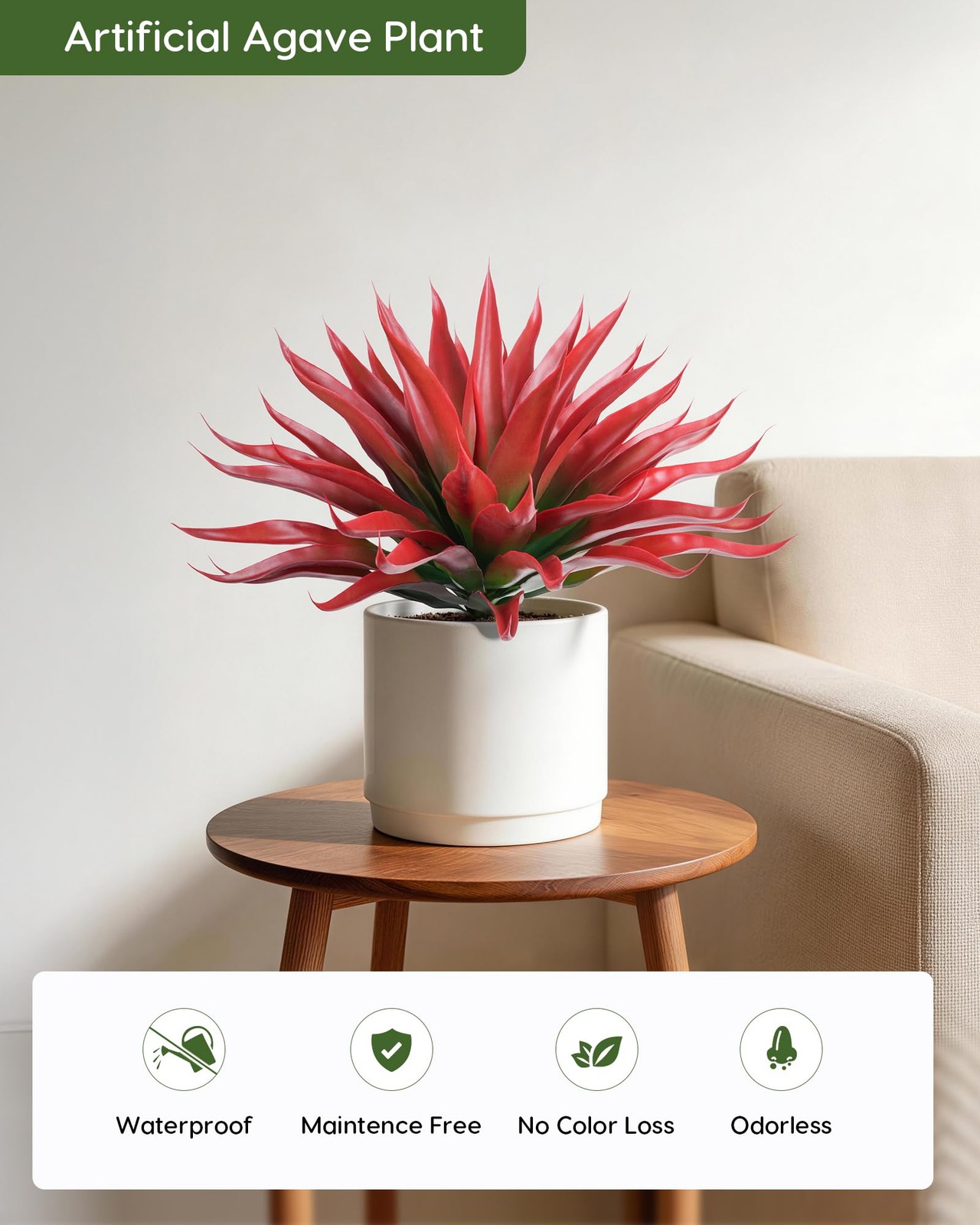 Outdoor Fake Agave Artificial Plant, Unpotted Fake Plant for Room Decor, UV R…