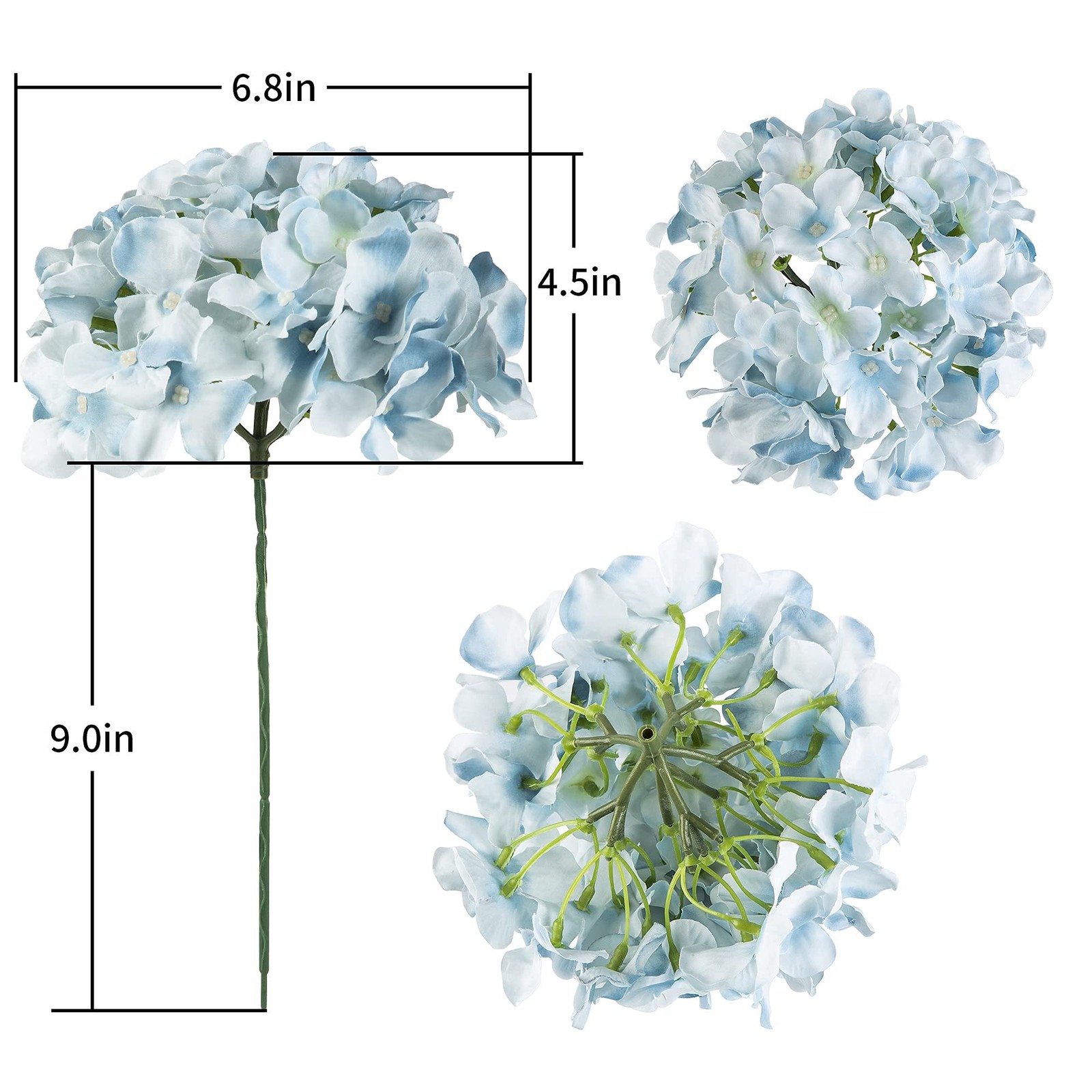 Silk Hydrangea Fake Flower 10pcs DIY Floral Artificial Flower with Stems for …