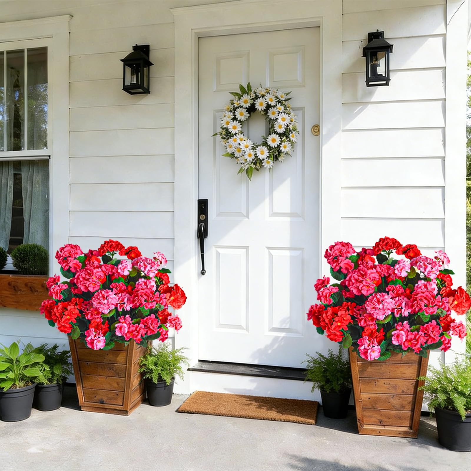 Fake Outdoor Flowers, 6 Pcs Artificial Flowers for Outdoors, Mixed Color Arti…