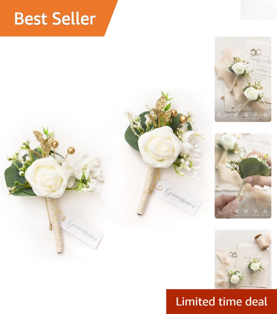 2pcs White Baby Breath Boutonniere Set – Perfect for Weddings, Proms, & More