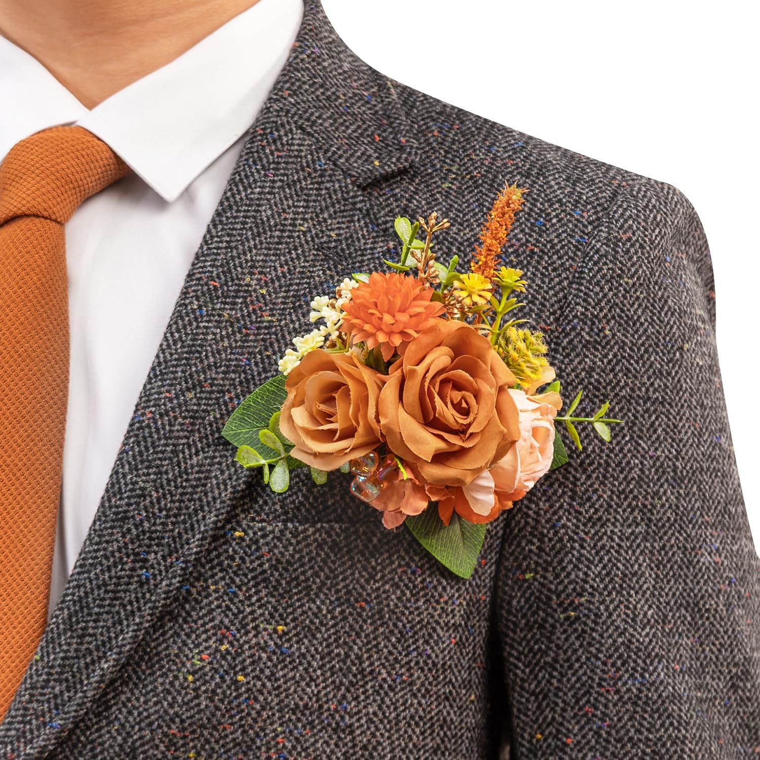 Luxury Groom Boutonniere for Wedding, 1 PCS Pocket Boutonniere for Men Weddin…