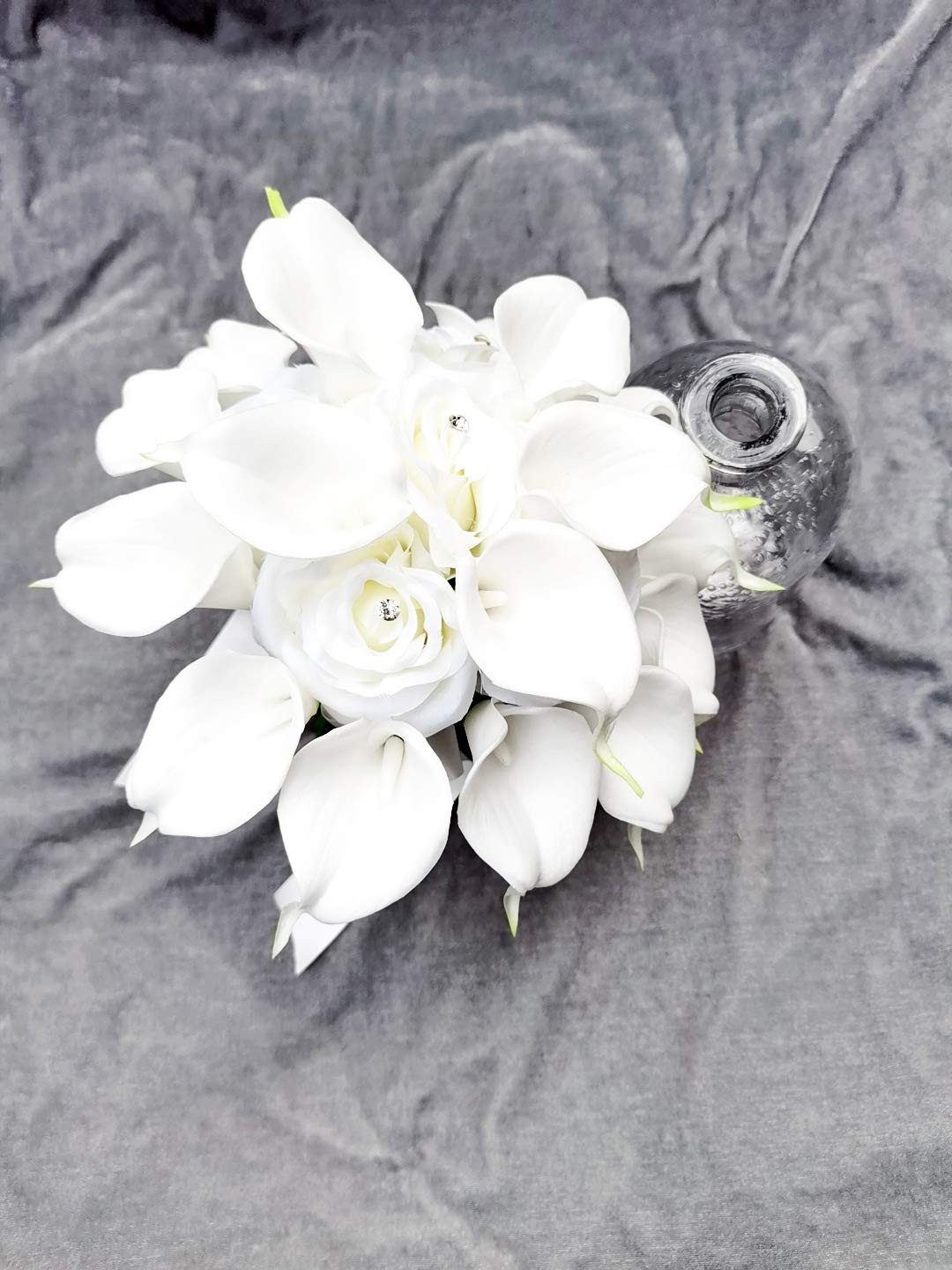 9 Inch White Calla Lily Rose Bridal Wedding Bouquet Party Decoration Artificial