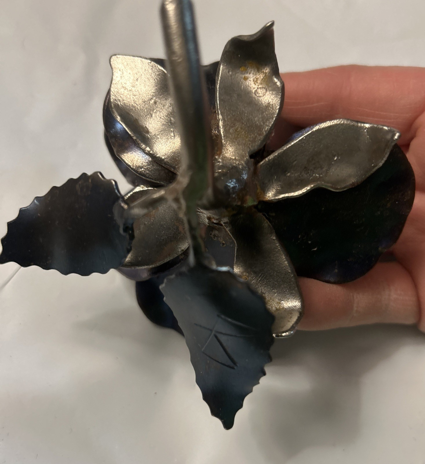 Handmade Steel Copper Tone Rose Raw Metal Flower Industrial Home Decor 4 inch
