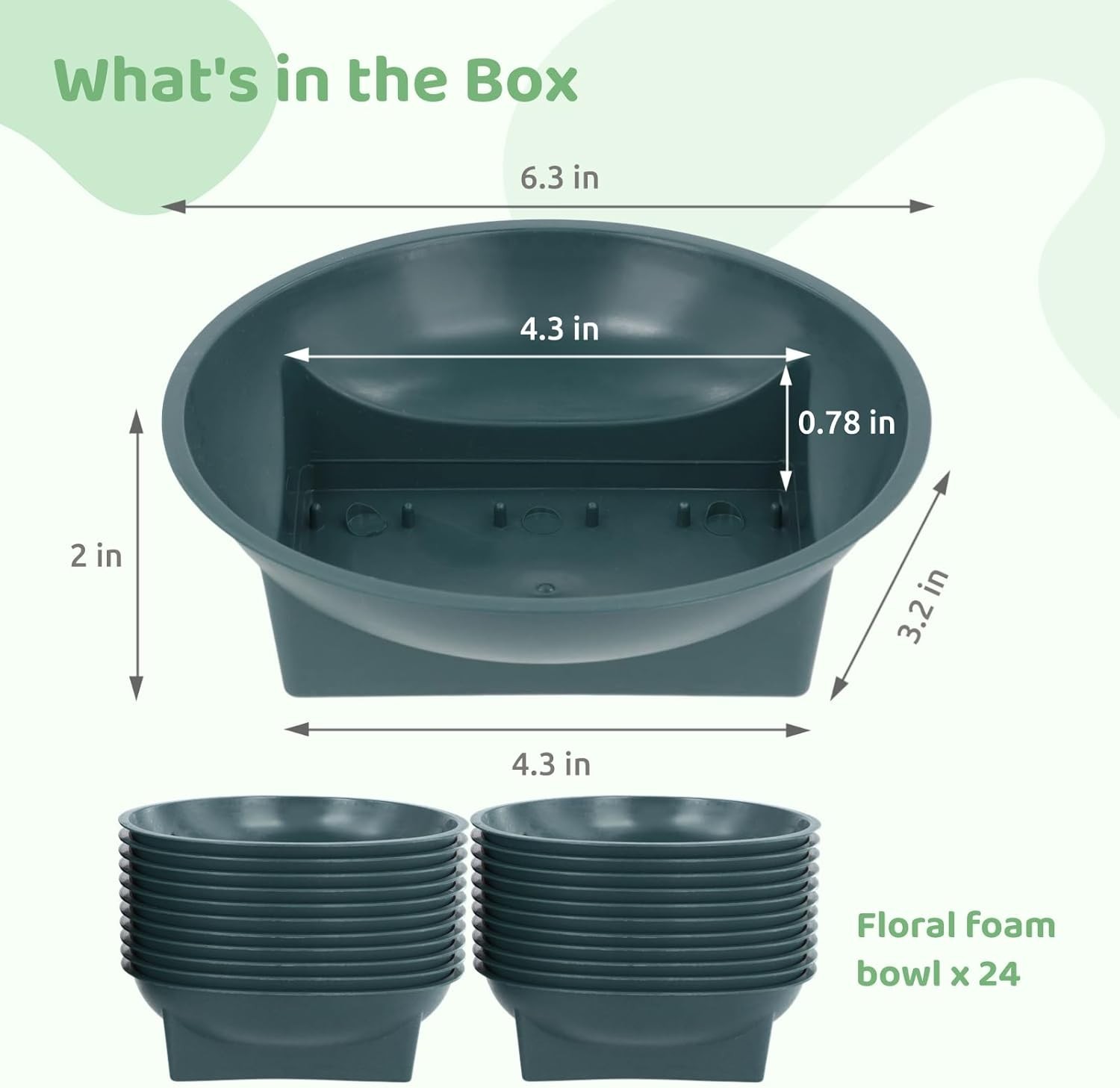 24 Pcs Floral Supplies Green Bowls for Flower Arrangements, Floral Arrangemen…