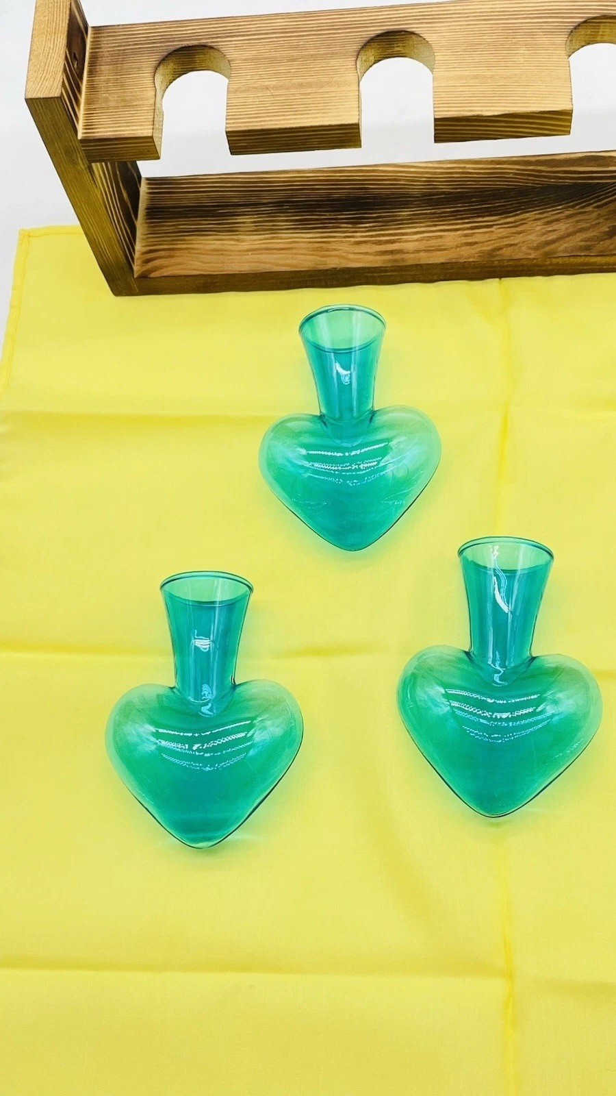 Plant Terrarium Propagation Wood Stand Tabletop Planter 3 Bulb Blue Glass Vase