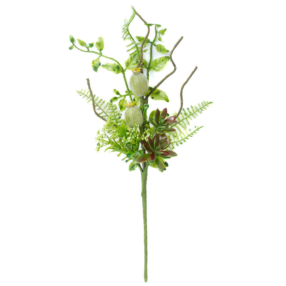 Set of 2 Artificial 19″ Foliage Sprays with Succulents And Fern