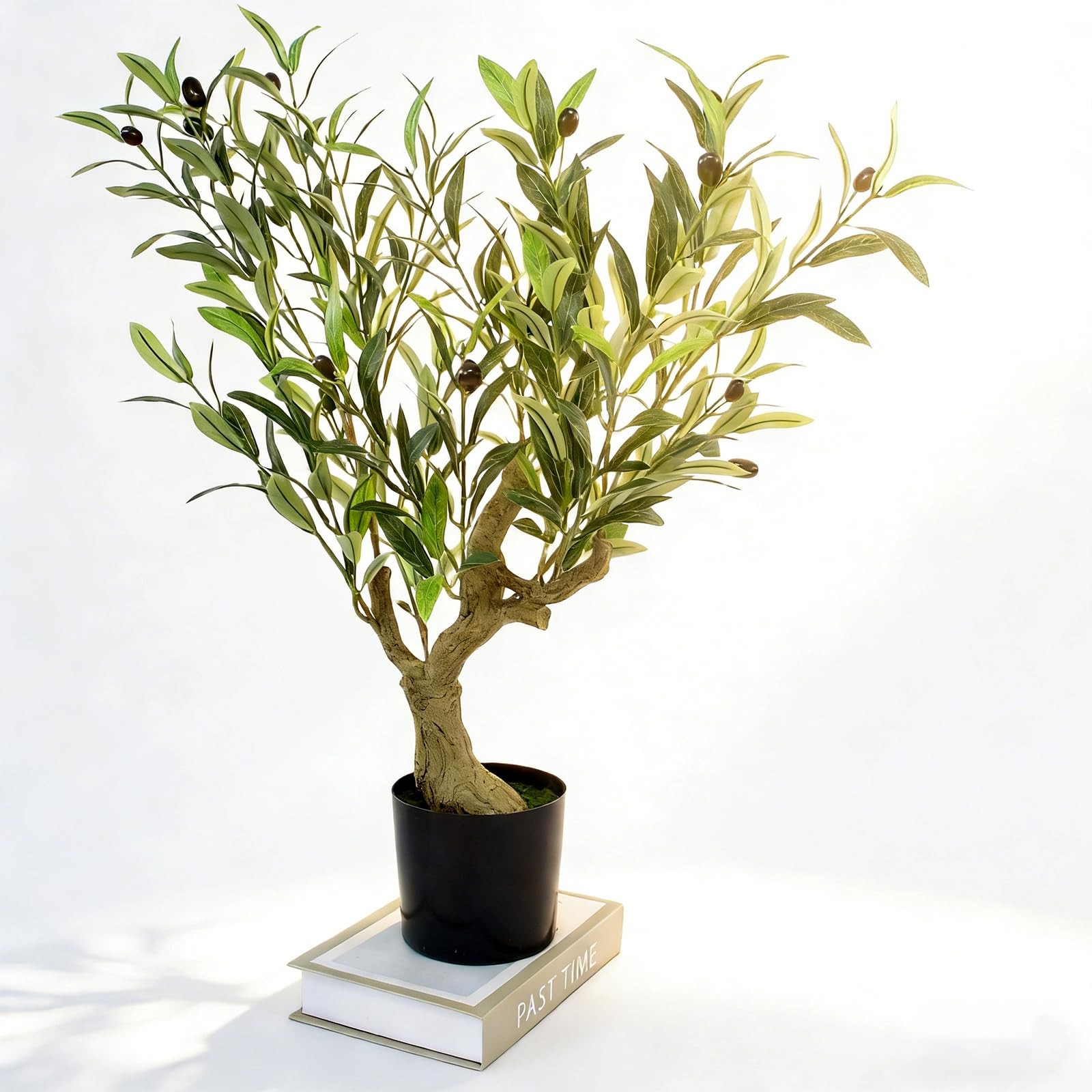 Artificial Olive Potted Tree, 28″ Tall Tabletop Fake Olive Tree with Fruits L…