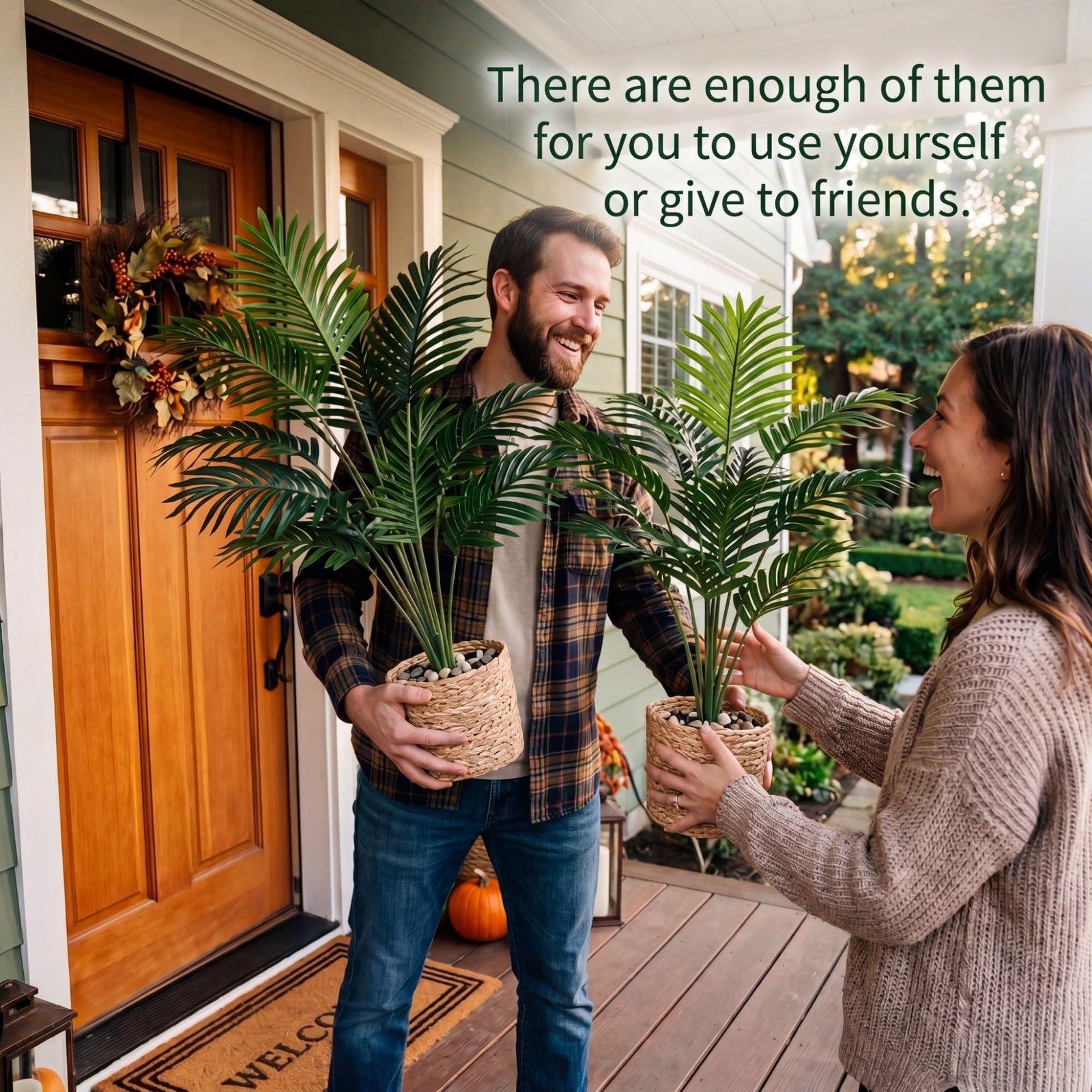 16 Pcs 2.5 ft Artificial Areca Palm Plant Fake Palm Tree with 8 Faux Tree in …