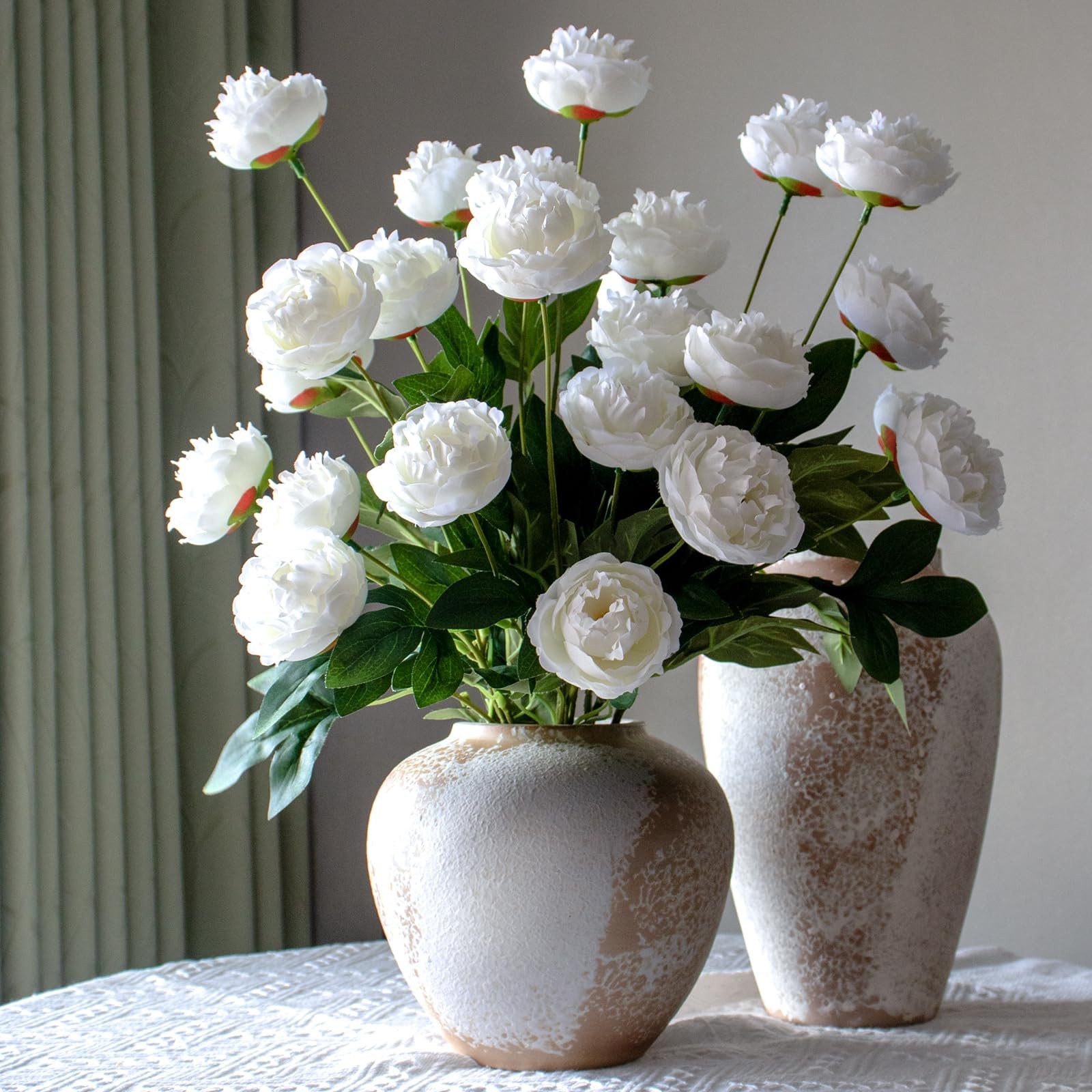 6 Pcs Faux Peony Artificial Flowers for Vases, 28″ Long Stem Fake Silk Peonie…