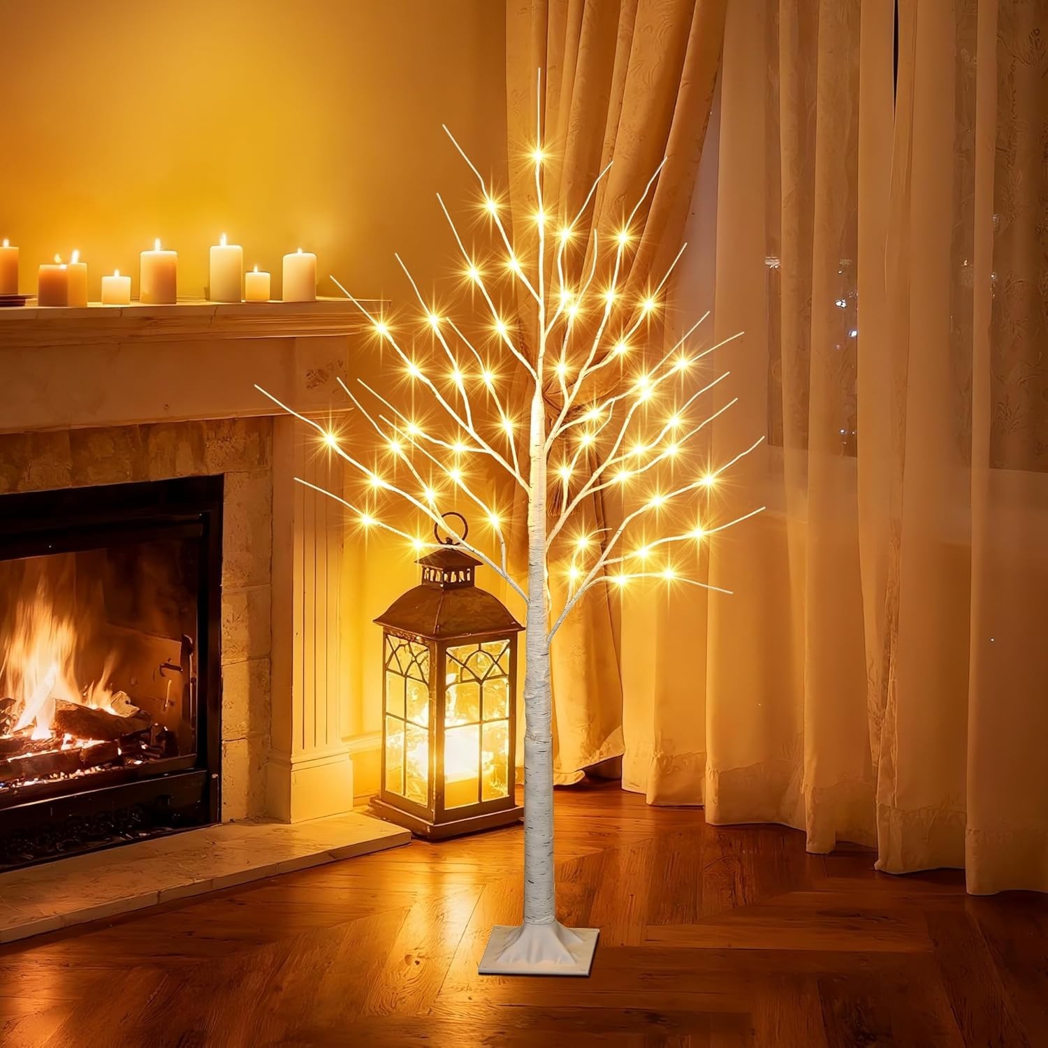 4FT Christmas Birch Tree Lights, Lighted Birch Tree LED Artificial Trees with…