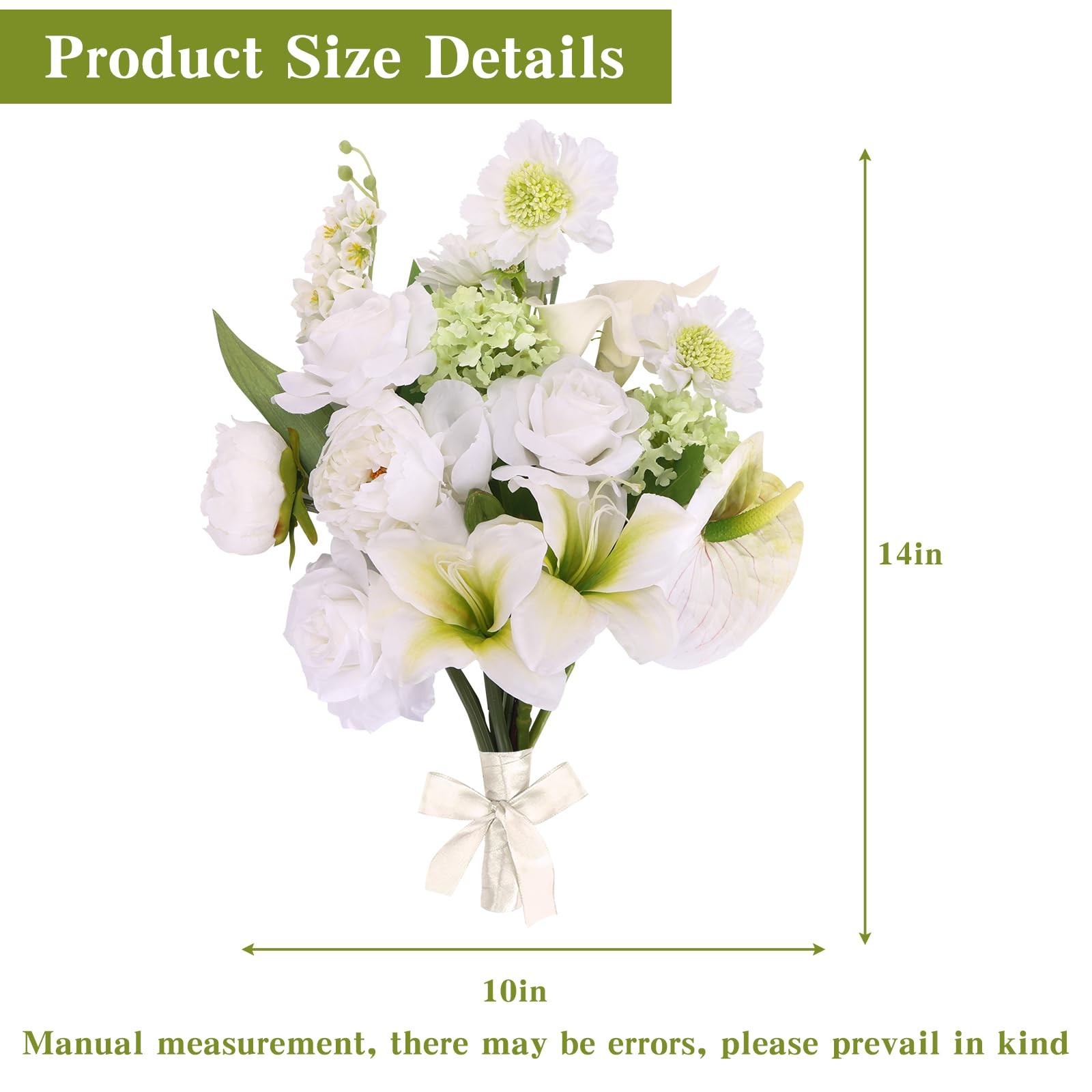 White Artificial Silk Fake Flowers For Vase Faux Wedding Bouquet Centerpieces